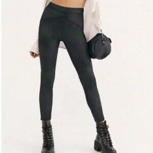 Free People Never Let Go Black Faux Leather Moto Leggings